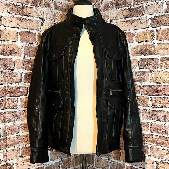 Tommy Hilfiger Women's Faux Leather Moto Jacket Brown Size Medium